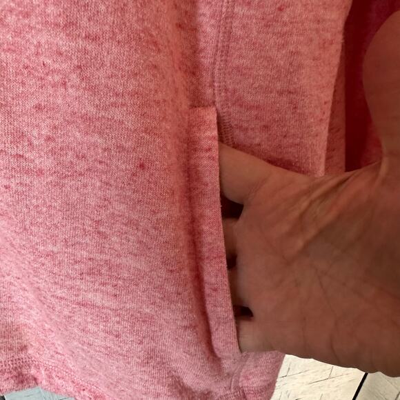 Talbots sweatshirt V-Mochneck collared button detail two pockets pink Cozycore - Picture 5 of 11